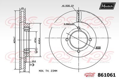 Тормозной диск MAXTECH 861061 для TOYOTA LITEACE