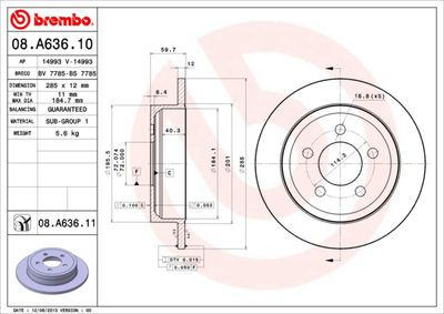 BREMBO Bremsscheibe PRIME LINE - UV Coated (08.A636.11)