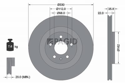 Brzdový kotouč PAGID 55383NHC