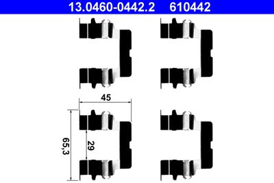 Комплектующие, колодки дискового тормоза ATE 13.0460-0442.2 для MITSUBISHI COLT