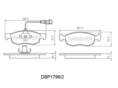 Комплект тормозных колодок, дисковый тормоз DANAHER DBP1796/2 для FIAT DOBLO