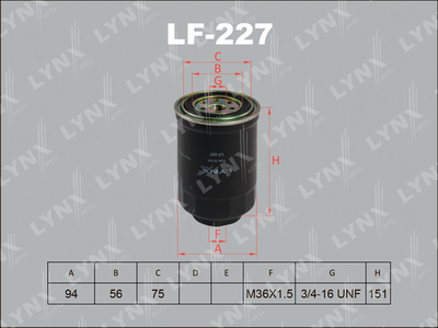 LF-227 LYNXauto Топливный фильтр