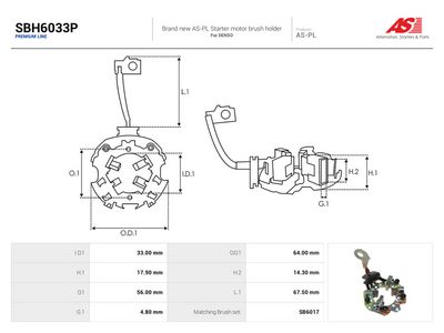 Børsteholder, starter AUTOSTARTER SBH6033P