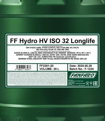 FANFARO Hydro HV ISO 32 Longlife 20L