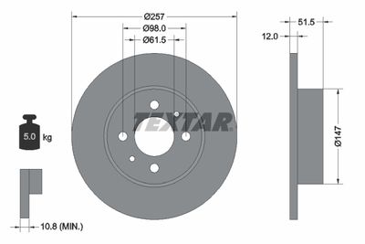 Тормозной диск TEXTAR 92027000 для FIAT REGATA