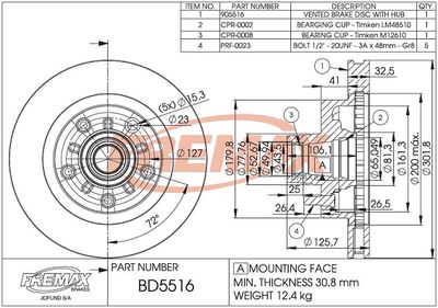 Тормозной диск FREMAX BD-5516-KT для CHEVROLET K5