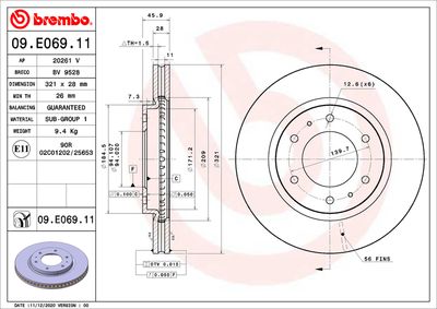 Bromsskiva BREMBO 09.E069.11