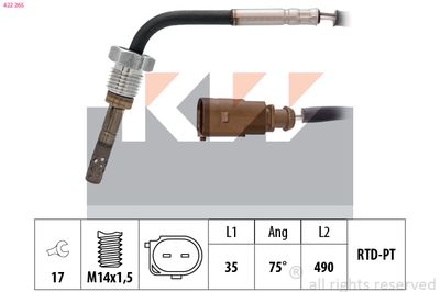 Čidlo, teplota výfukových plynů KW 422 265
