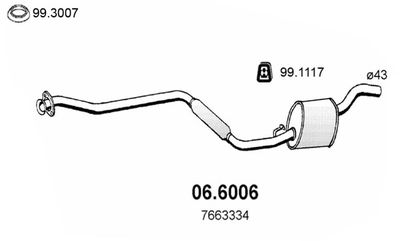 Средний глушитель выхлопных газов ASSO 06.6006 для AUTOBIANCHI Y10