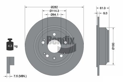 Тормозной диск BENDIX Braking BDS1818 для HONDA (GAC) ODYSSEY