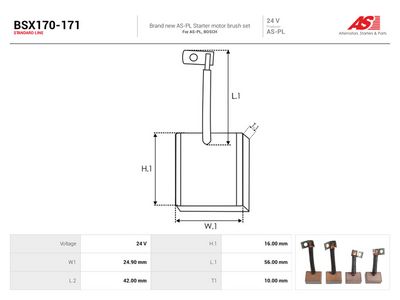 Kolborste, startmotor AS-PL BSX170-171