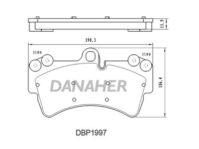 Комплект тормозных колодок, дисковый тормоз DANAHER DBP1997 для PORSCHE CAYENNE