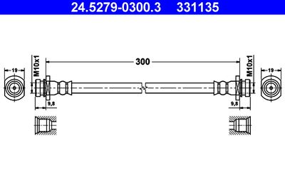 Тормозной шланг ATE 24.5279-0300.3 для FIAT SEDICI