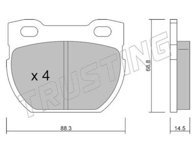 Sada brzdových destiček, kotoučová brzda TRUSTING 363.0