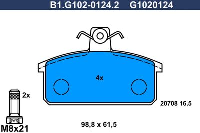B1.G102-0124.2 GALFER Комплект тормозных колодок, дисковый тормоз
