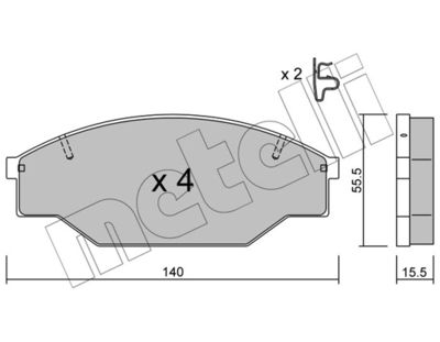 Комплект тормозных колодок, дисковый тормоз METELLI 22-0227-0 для VW TARO