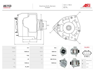 AS-PL - Alternátor TOYOTA , A6153
