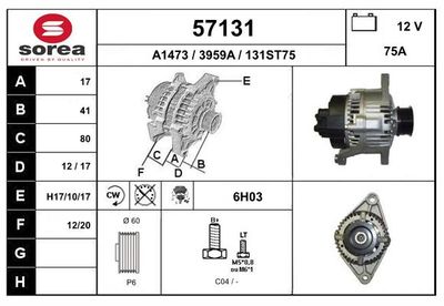 Генератор EAI 57131 для CITROËN JUMPY