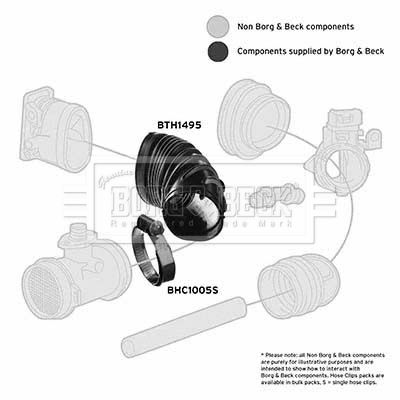 Intake Hose, air filter Borg & Beck BTH1495