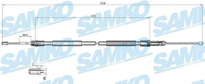 Тросик, cтояночный тормоз SAMKO C1041B для CITROËN JUMPY