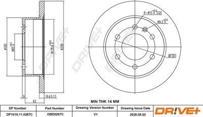Tarcza hamulcowa DR!VE+ DBD0267C