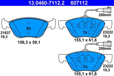 Комплект тормозных колодок, дисковый тормоз ATE 13.0460-7112.2 для ALFA ROMEO 166