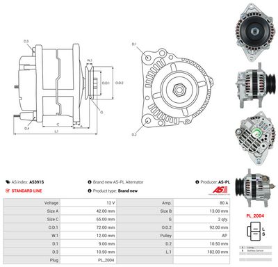 GENERATOR / ALTERNATOR AS-PL A5391S 4