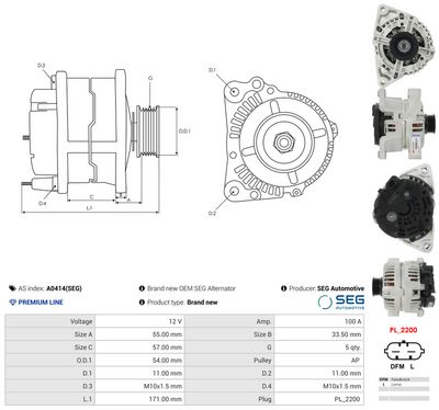 GENERATOR / ALTERNATOR AS-PL A0414SEG 4