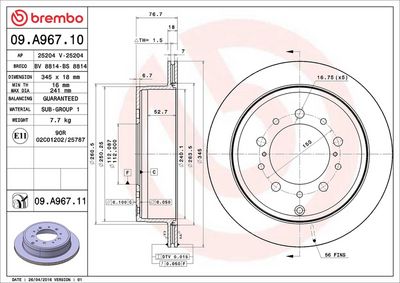 BREMSSCHEIBE BREMBO 09A96710 1