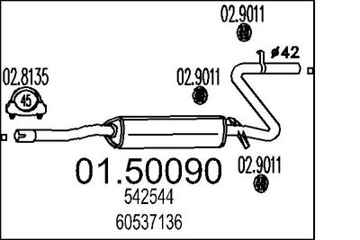 Средний глушитель выхлопных газов MTS 01.50090 для ALFA ROMEO ALFASUD