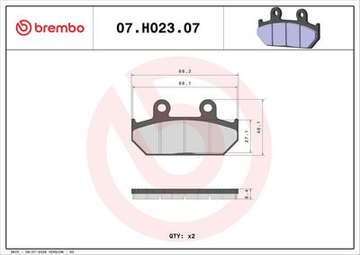 Set placute frana BREMBO 07HO2307
