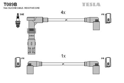 Комплект проводов зажигания TESLA T089B для VW CORRADO