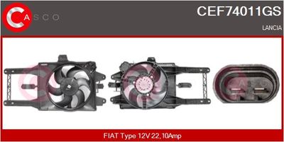 CASCO CEF74011GS Вентилятор системы охлаждения двигателя  для LANCIA Y (840_) 1.2 16V (840AG1A)