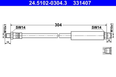 Тормозной шланг ATE 24.5102-0304.3 для BMW Z1