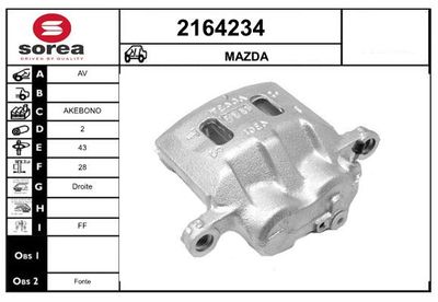 EAI 2164234 Тормозной суппорт  для MAZDA XEDOS (Мазда Xедос)