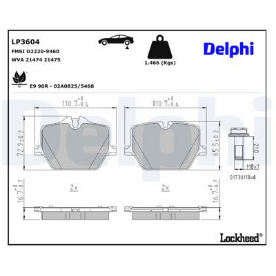 BREMSBELAGSATZ SCHEIBENBREMSE DELPHI LP3604 2