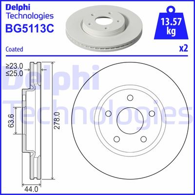 DELPHI BG5113C Тормозные диски  для FORD  (Форд Пума)
