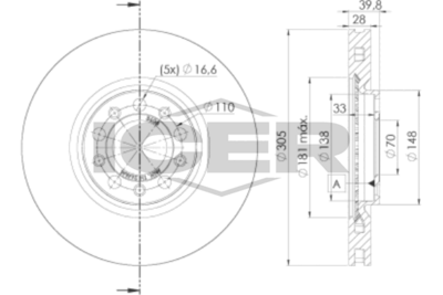 спирачен диск ICER 78BD3608-2