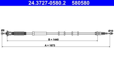 Тросик, cтояночный тормоз ATE 24.3727-0580.2 для FIAT GRANDE