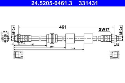 Тормозной шланг ATE 24.5205-0461.3 для VW SHARAN