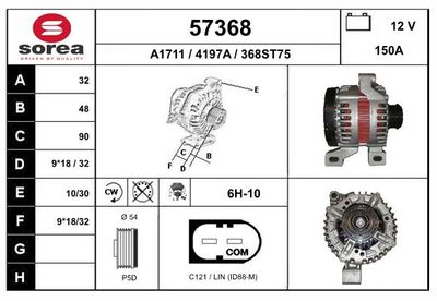Генератор EAI 57368 для VOLVO C70