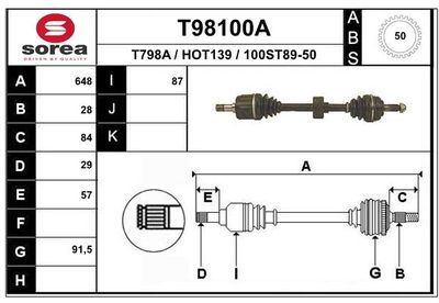 Приводной вал EAI T98100A для HONDA LEGEND