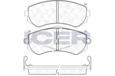 комплект спирачно феродо, дискови спирачки ICER
