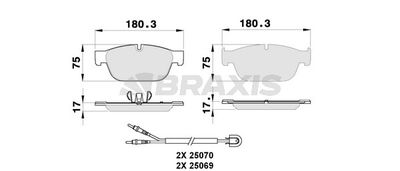 Комплект тормозных колодок, дисковый тормоз BRAXIS AB0269 для CITROËN DS4