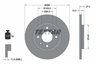 Тормозной диск TEXTAR 92089103 для CITROËN C-ELYSEE