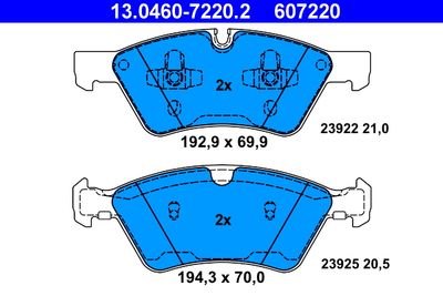 Комплект тормозных колодок, дисковый тормоз ATE 13.0460-7220.2 для MERCEDES-BENZ R-CLASS