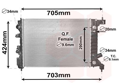 VAN WEZEL 08002043 Радиатор охлаждения двигателя  для CHEVROLET AVEO (Шевроле Авео)