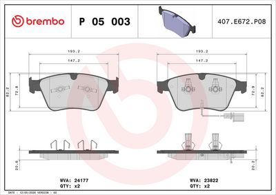 Remblokken set Voor , past: BENTLEY CONTINENTAL, CONTINENTAL FLYING SPUR, FLYING SPUR 4.0-6.0ALK 06.03-