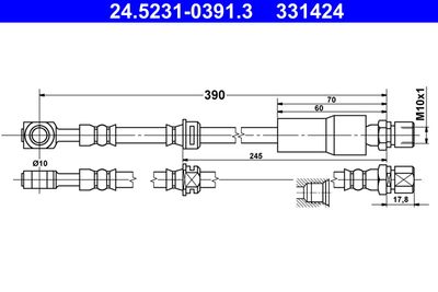 Тормозной шланг ATE 24.5231-0391.3 для CHEVROLET VECTRA