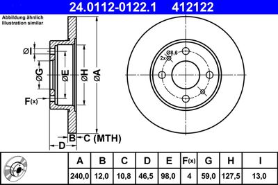 Тормозной диск ATE 24.0112-0122.1 для FIAT FIORINO